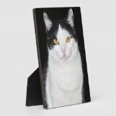 Plaque Photo Portrait de chat noir et blanc (Côté)