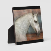 Plaque Photo Portrait de Cheval Andalou Gris Dappé (Recto)