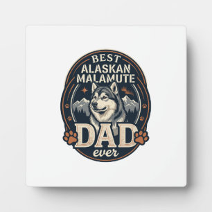 Plaque Photo Portrait de chien père Malamute d'Alaska Badge Mon