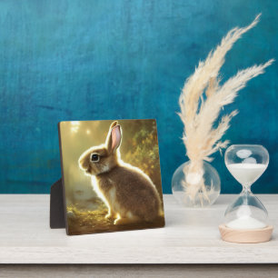 Plaque Photo Portrait de faune de lapin adorable sur table
