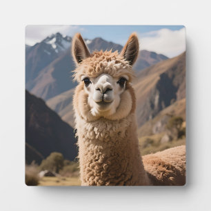 Plaque Photo Portrait de lama curieux de la montagne