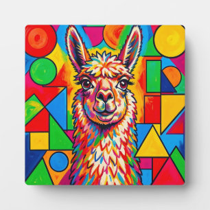 Plaque Photo Portrait de lama vibrant dans le style Pop Art