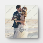 Plaque Photo Portrait de mariage | Code QR monogramme (Devant)