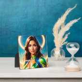 Plaque Photo Portrait de super-héros féminin en armo émeraude e (Insitu)