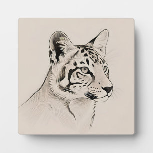 Plaque Photo Portrait détaillé du Lynx en ligne art