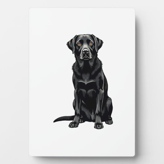 Plaque Photo Portrait Illustré de Chien Labrador Retriever Noir (Devant)