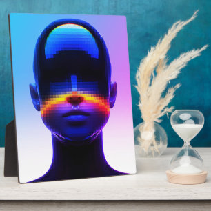 Plaque Photo Portrait Pixel Art Futuriste – Abstrait Numérique