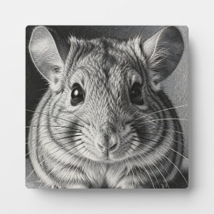 Plaque Photo Portrait Réaliste de Chinchilla au Crayon