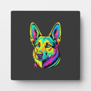 Plaque Photo Portrait vectoriel coloré de chien néon