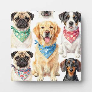 Plaque Photo Portraits de chiots mignons en bandana en collage