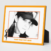 Plaque Photo Pose de yoga noir, orange personnalisé (Côté)
