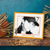 Plaque Photo Pose de yoga noir, orange personnalisé (Côté)