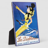 Plaque Photo poster Ski vintage, Les Diablerets, Suisse (Côté)