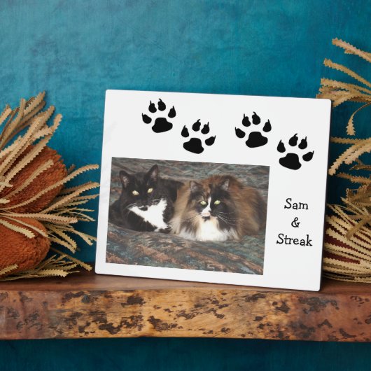 Plaque photo pour animaux à empreintes noires (Côté)