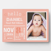 Plaque photo pour bébé Faire-part de naissance cor (Devant)