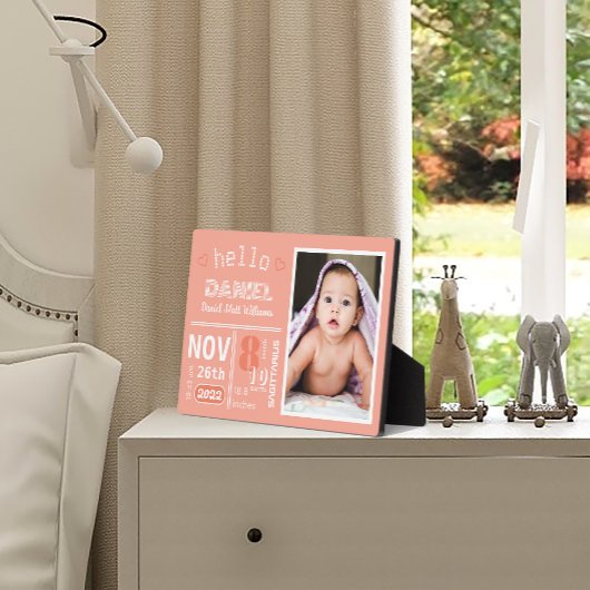 Plaque photo pour bébé Faire-part de naissance cor