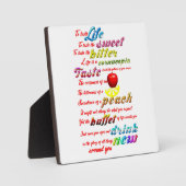 Plaque Photo Pour Goûter La Vie (Recto)