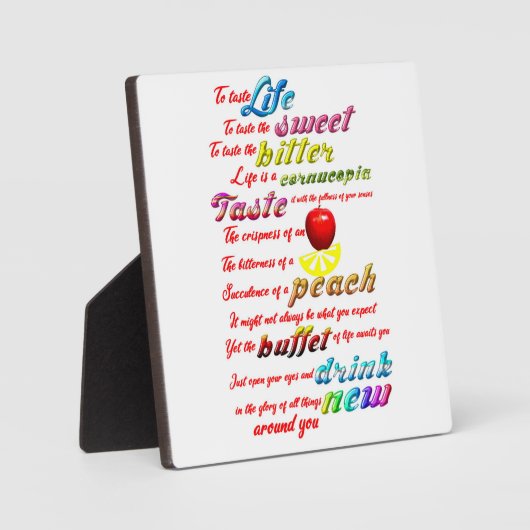 Plaque Photo Pour Goûter La Vie (Recto)