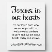 Plaque Photo Pour toujours dans nos coeurs Mémorial Mariage mod (Devant)