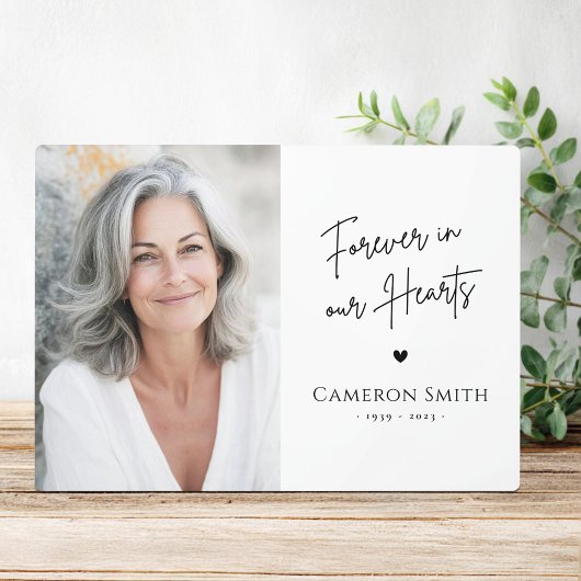 Plaque Photo Pour toujours dans nos coeurs mémorial photo scrip
