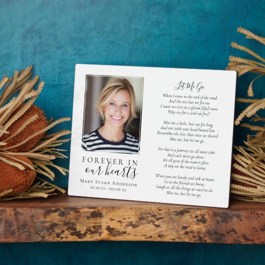 Plaque Photo Pour toujours dans nos coeurs Photo Prière funérai (Côté)