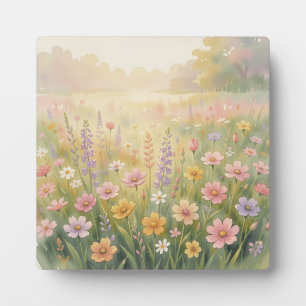 Plaque Photo Prairie de fleurs sauvages aquarelle pastel floral