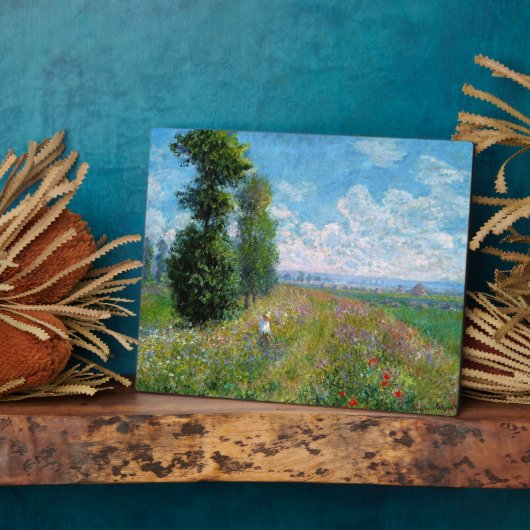 Plaque Photo Pré avec des peupliers par Claude Monet (Côté)