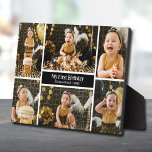 Plaque Photo Premier anniversaire Six photo Collage<br><div class="desc">Un collage photo de six enfants, leur nom et leur message d'occasion en lettrage blanc chic sur le noir est placé directement sur le panneau du carton dur pour une image incroyablement nette avec une surface nettoyée facile à essuyer. Tablette, sur une étagère ou un bureau, cette plaque avec chevalet...</div>