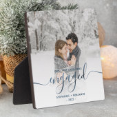 Plaque Photo Premier Noël Engagé Photo Metallic Bleu Script