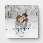 Plaque Photo Premier Noël Engagé Photo Metallic Bleu Script (Devant)