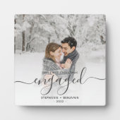 Plaque Photo Premier Noël Engagé Photo personnalisée Gris Scrip (Devant)