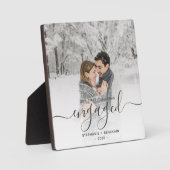 Plaque Photo Premier Noël Engagé Photo personnalisée Gris Scrip (Recto)