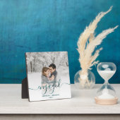 Plaque Photo Premier Noël Engagé Photo Turquoise Bleu Script (Insitu)