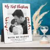 Plaque Photo Premier Noël papa et bébé photo (Côté)