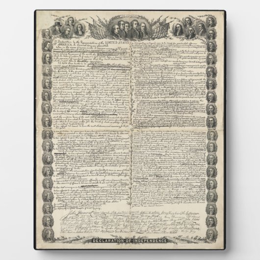 Plaque Photo Premier projet de déclaration d'indépendance (Devant)