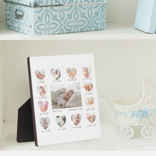 Plaque Photo Première année de bébé Coeur photo Keepsaké Collag