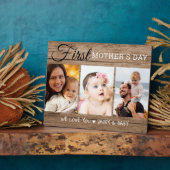 Plaque Photo Première fête des mères 3 Photo Collage Bois rusti (Côté)