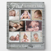 Plaque Photo Première Fête des pères 8 Photo Collage Gris Bois (Devant)