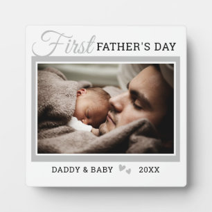 Plaque Photo Première Fête des pères Nouveau papa photo blanc