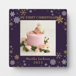 Plaque Photo Première Lavande de Noël Purple Baby Girl Photo