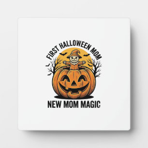 Plaque Photo Première T-shirt Mom Vintage Pumpkin Bat Halloween