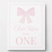 Plaque Photo Preppy Pink Bow Grandmillennial Premier anniversai (Devant)
