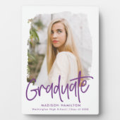Plaque Photo Préppy Purple Script Graduation Photo (Devant)