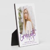 Plaque Photo Préppy Purple Script Graduation Photo (Côté)