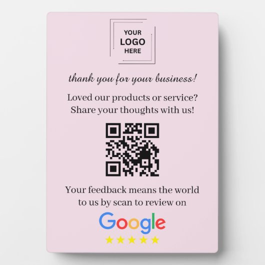 Plaque Photo Présentoir de code QR Google Review de style table (Devant)