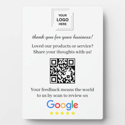 Plaque Photo Présentoir de code QR pour avis Google sur table (Devant)