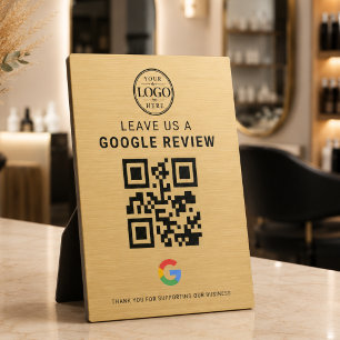 Plaque Photo Présentoir de table Logo Avis Google Or
