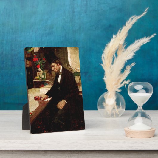 Plaque Photo Président Abraham Lincoln avec Rose et Casquette (Côté)