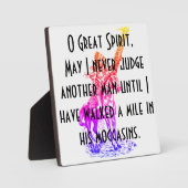 Plaque Photo Prière amérindienne "O Great Spirit" (Recto)