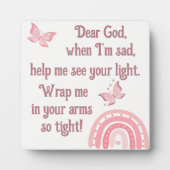 Plaque Photo Prière chrétienne pour enfants rose | (Devant)